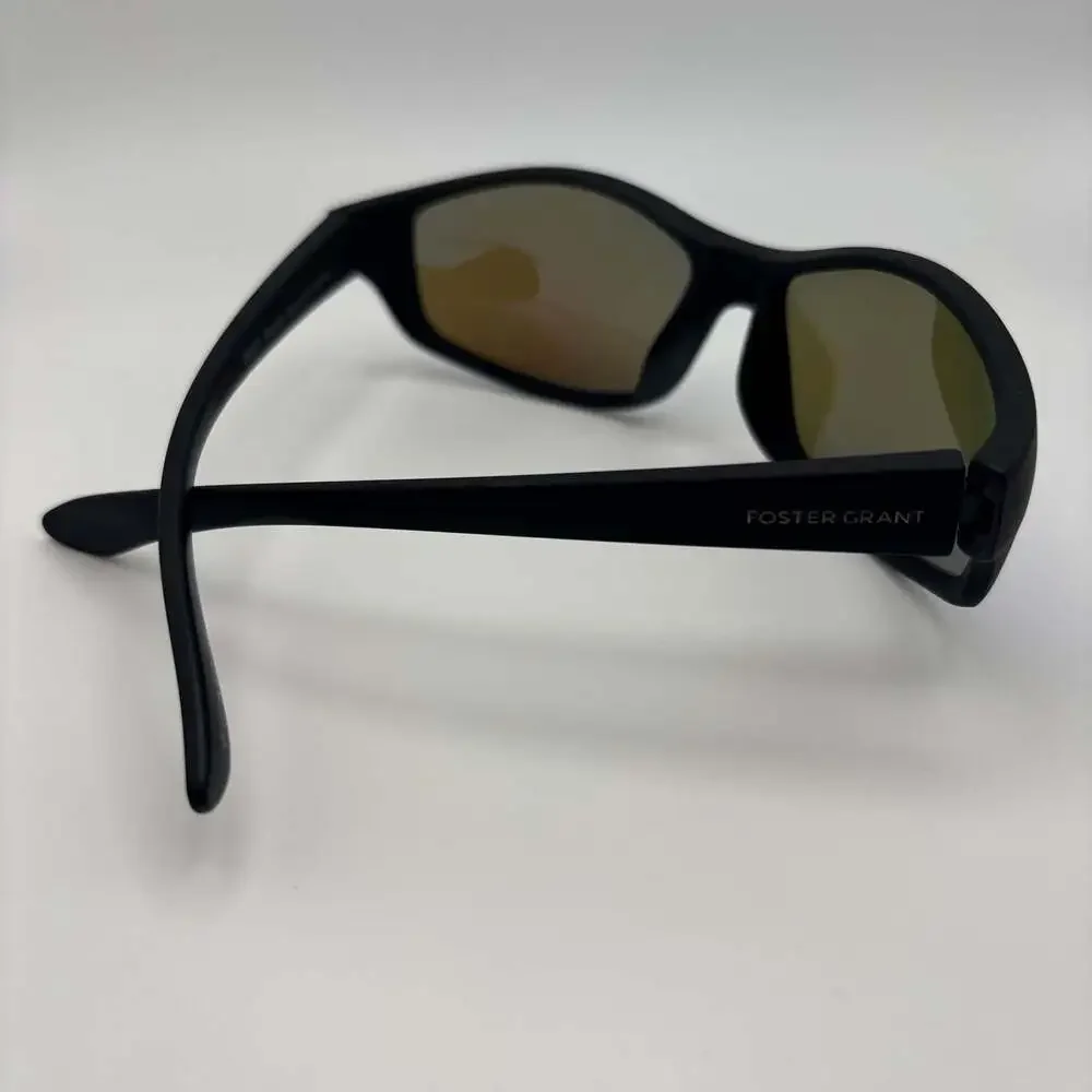 Foster Grant SR1023 Polarized Skipper Black Mirror Polarized Wrap Sunglasses